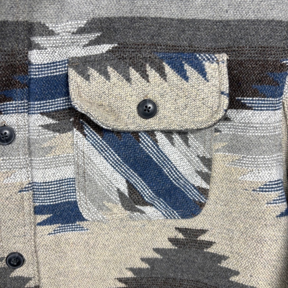 Jachs NY Mens XXL Sherpa Lined Southwestern Shirt Jacket Grey Blue Aztec - Picture 4 of 6